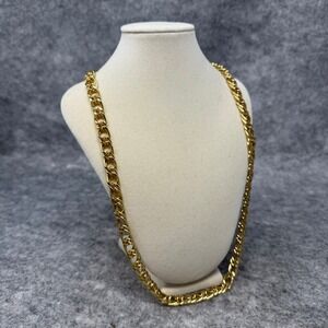 Vintage KJL Kenneth Jay Lane Gold Tone Double Curb Chain Necklace Signed 24 inch